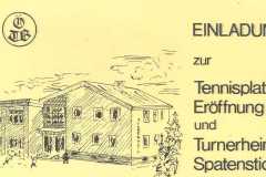 1977-08-06 Einladung zur Tennisplatzeröffnung, Turnerheim Spatenstich