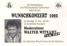 1992-06-13 Einladung Wunschkonzert Spielmannszug